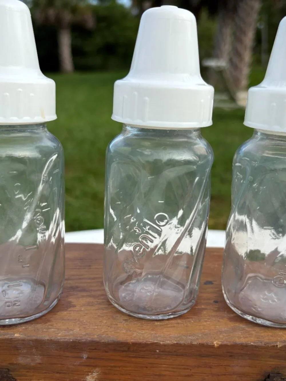 Vintage Evenflo Classic 4 oz Glass Baby Bottles - Twist Swirl Design, Set of 6 w